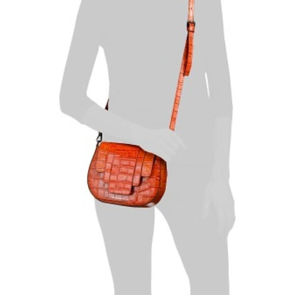 Viola Castellani flap over croc cross body saddle bag